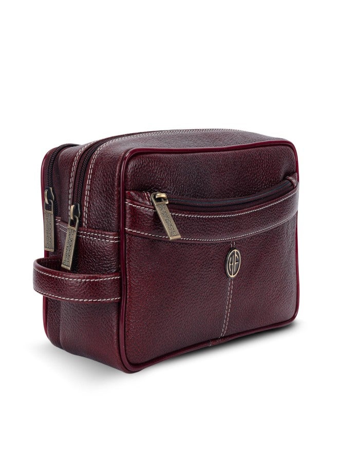 Hammonds Flycatcher Genuine Leather Toiletry Bag for Men and Women Cosmetic Organizer Bag, Travel Organizer Pouch, Toiletry Pouch for Men with Multiple Pockets, Shaving Kit Bag for Men - Brown - Image 1